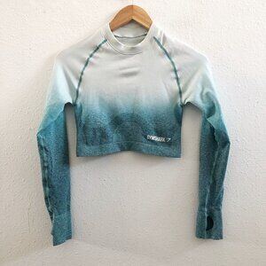 GYMSHARK Adapt Ombre Seamless Long Sleeve Crop Top No Size Tag Check Measurement